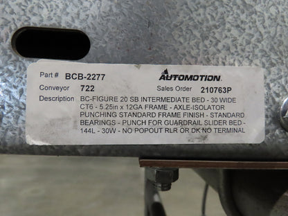 Automotion 30"x 115' Slider Bed Conveyor 24" Belt 230/460V Center Drive 67 FPM