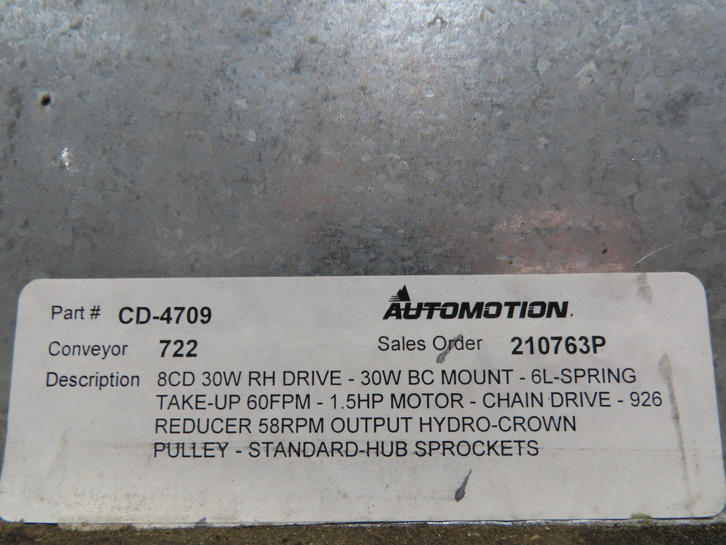 Automotion 30"x 115' Slider Bed Conveyor 24" Belt 230/460V Center Drive 67 FPM