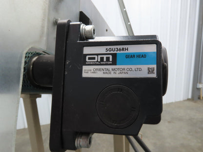 Incline Belt Conveyor Parts Feed Chute 16"x 60"L 115V Variable Speed Drive