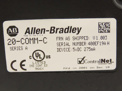 Allen Bradley 20-COMM-C ControlNet Adapter Firmware Ver 1.003