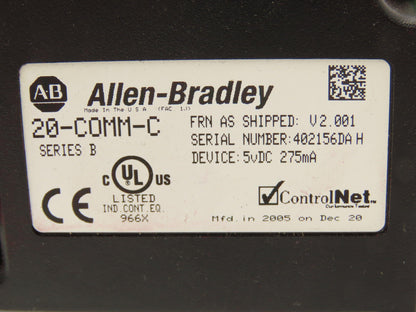 Allen Bradley 20-COMM-C ControlNet Adapter Firmware Ver 2.001