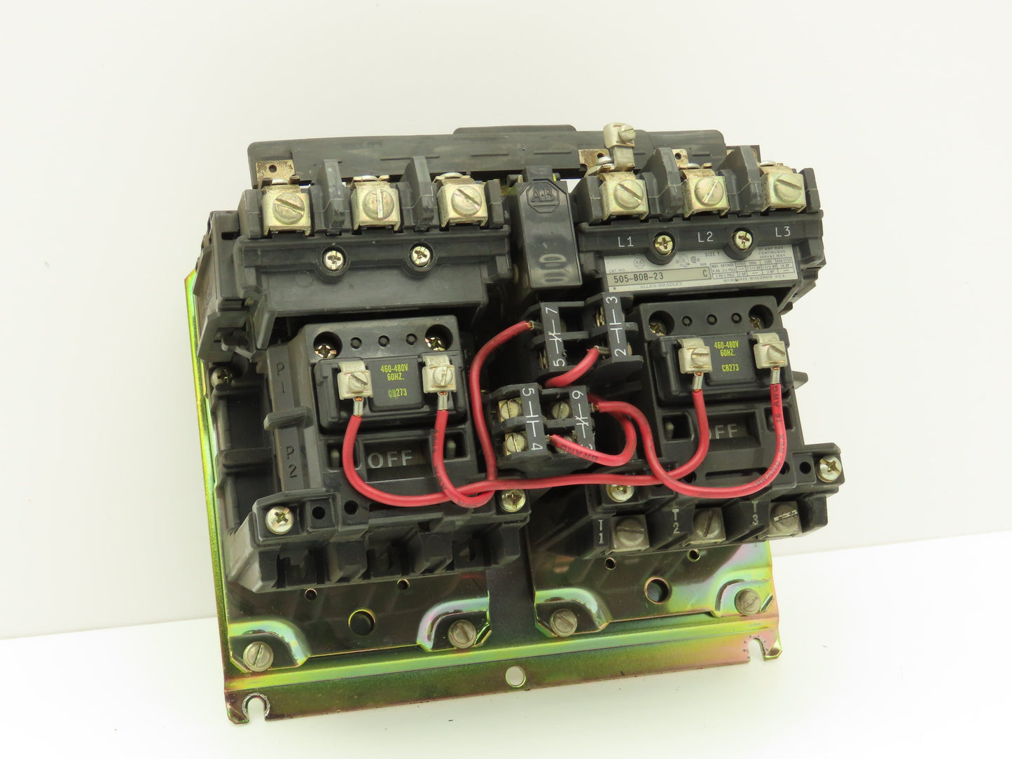 Allen Bradley 505-BOB-23 Size 1 Reversing Motor Starter Contactor 10Hp 480V Coil