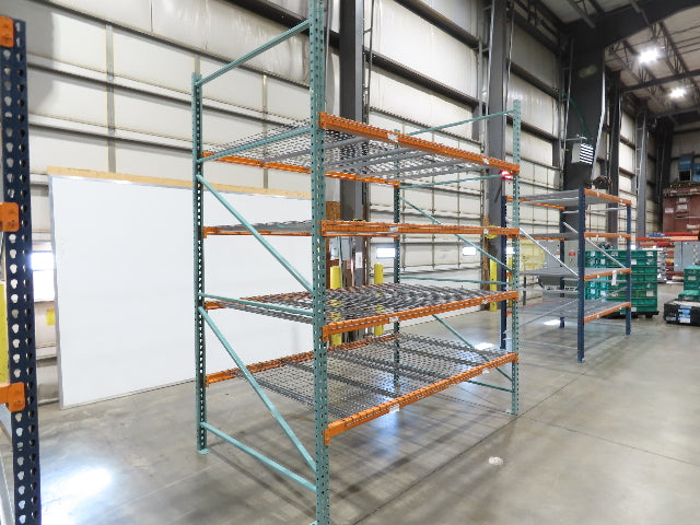 Teardrop Pallet Rack 4 Shelf 10' x 60" Upright 96" Shelf 46" Wire Deck Shop