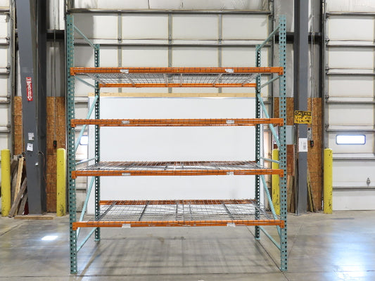 Teardrop Pallet Rack 4 Shelf 10' x 60" Upright 96" Shelf 46" Wire Deck Shop