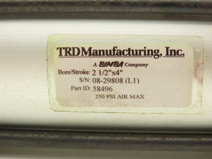 TRD Bimba 58496 Pneumatic Air Cylinder 2.5" Bore 4" Stroke Clevis Mount