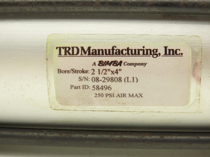 TRD Bimba 58496 Pneumatic Air Cylinder 2.5" Bore 4" Stroke Clevis Mount