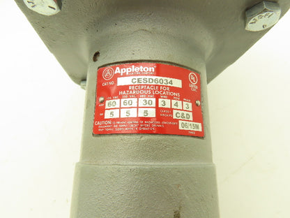 Appleton CESD-6034 Explosion-Proof Locking Receptacle 30/60A 240/480V 3PH 3W 4P