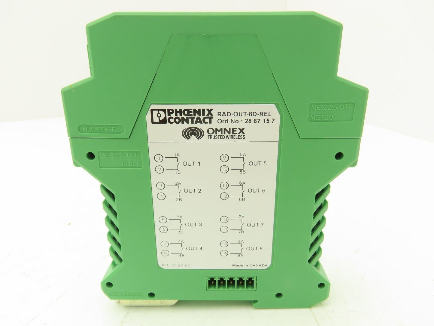 Phoenix Contact RAD-OUT-8D-REL 8 Channel Relay Output Module Rev 2.1 | S/W 1.8