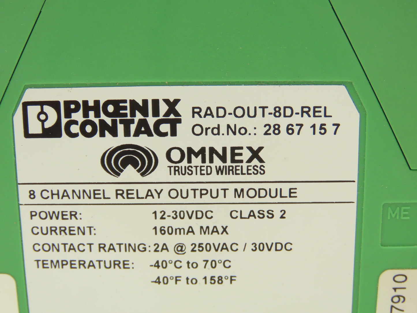 Phoenix Contact RAD-OUT-8D-REL 8 Channel Relay Output Module Rev 1.2 | S/W 1.7