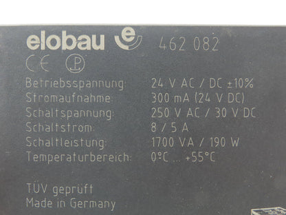 elobau 462 082 Safety Relay 24V AC/DC 300mA Coil 250VAC 8A/30VDC 5A 190W
