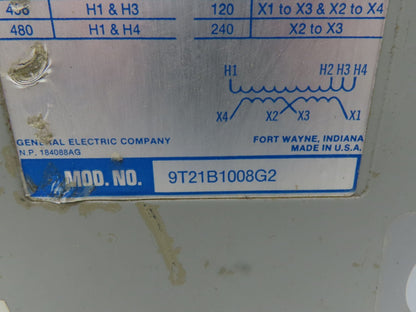 GE 9T21B1008G2 Stepdown Transformer 7.5KVA Hv 432/456/480V LV 120/240V 1PH 3R
