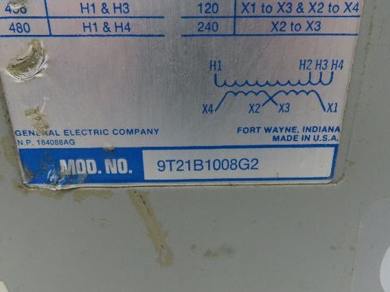 GE 9T21B1008G2 Stepdown Transformer 7.5KVA Hv 432/456/480V LV 120/240V 1PH 3R