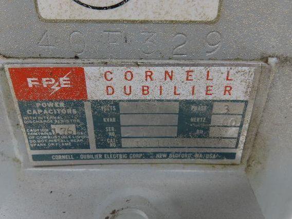FPE ICC1040F33 Cornell Dubilier Power Capacitor 480V 40KVAR 3Ph 60Hz