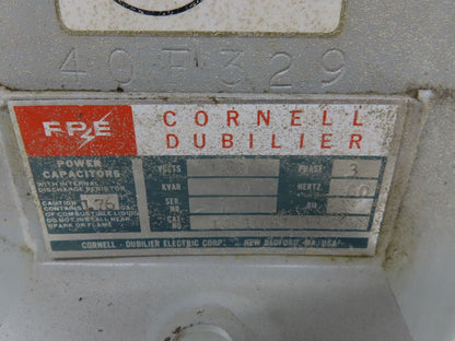 FPE ICC1040F33 Cornell Dubilier Power Capacitor 480V 40KVAR 3Ph 60Hz