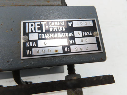 IRET 2024 Stepdown Power Transformer 6kva HV 480V LV 240V 3Ph