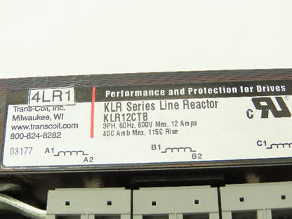 Trans-Coil KLR8CTB KLR12CTB Line Reactor 3PH 600V 8A 12A Mixed Lot of 2