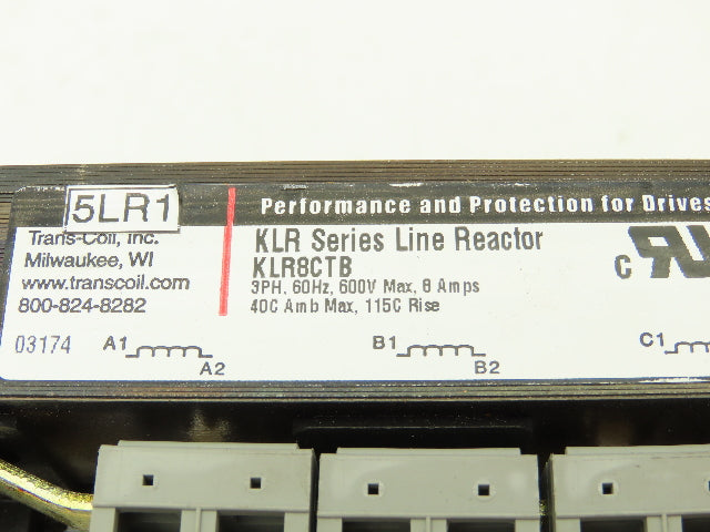 Trans-Coil KLR8CTB KLR12CTB Line Reactor 3PH 600V 8A 12A Mixed Lot of 2