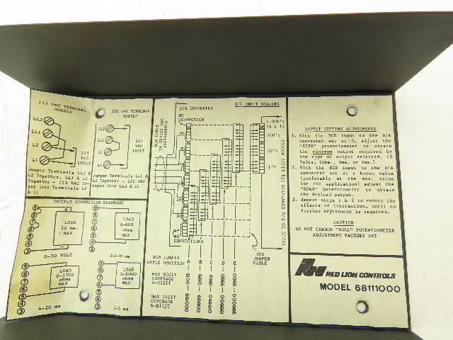 Red Lion 68111000 DAC Digital Analog Converter Module 115/230VAC