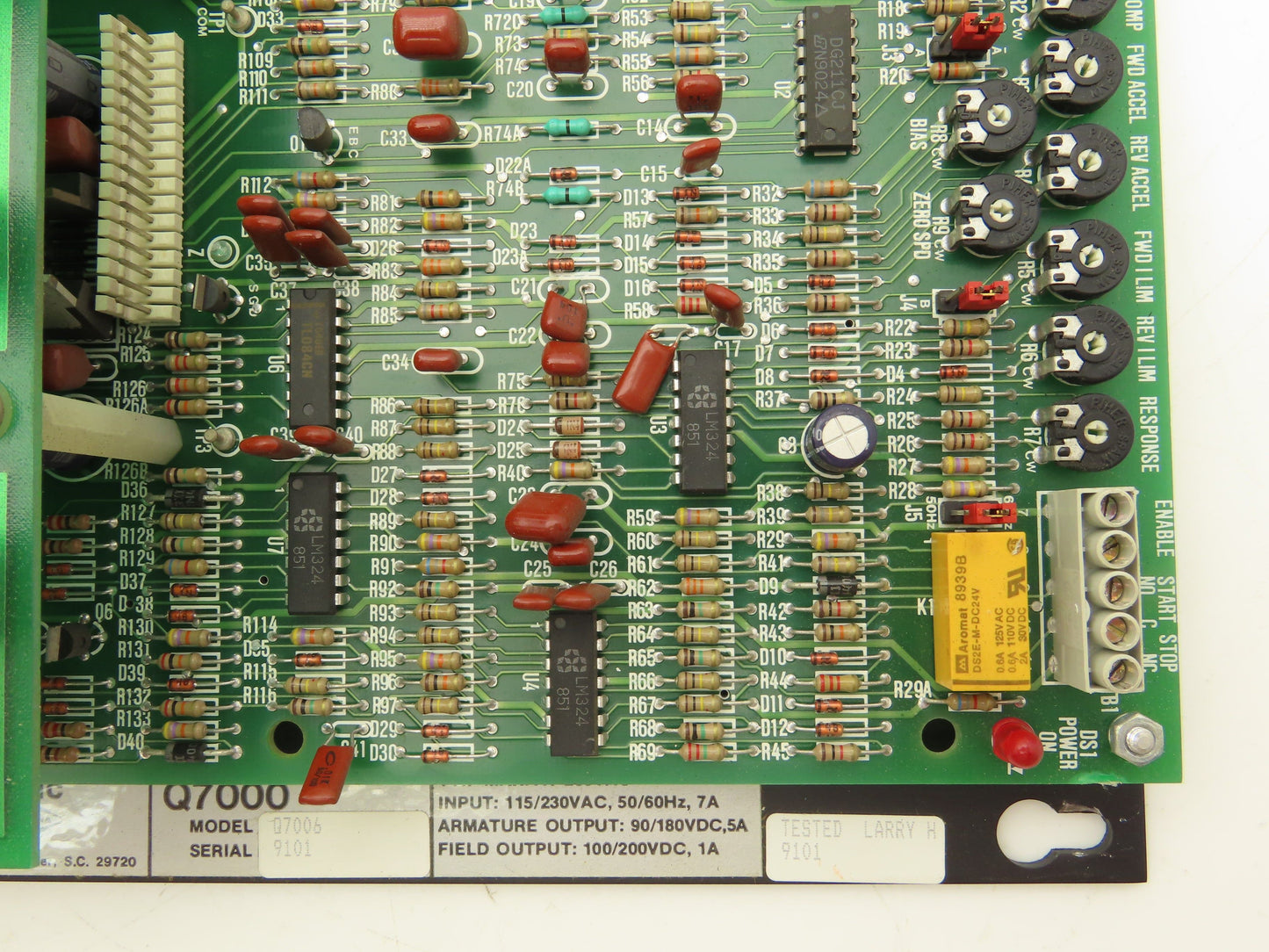 Warner Electric Q7006 DC Motor Drive 1HP 90/180VDC 5A Arm. | 100/200VDC 1A Field