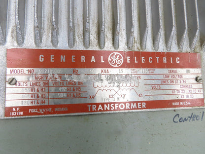 GE 9T21B9109 Stepdown Power Transformer 15 kVA 1Ph HV 480V LV 120/240V