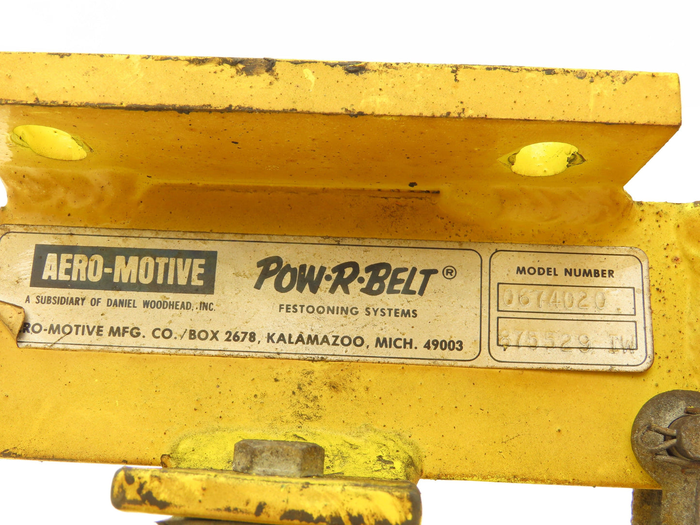 Aero-Motive Pow-R-Belt 0674020 Festoon Flat Cable Carrier I-Beam Hanger Lot of 2