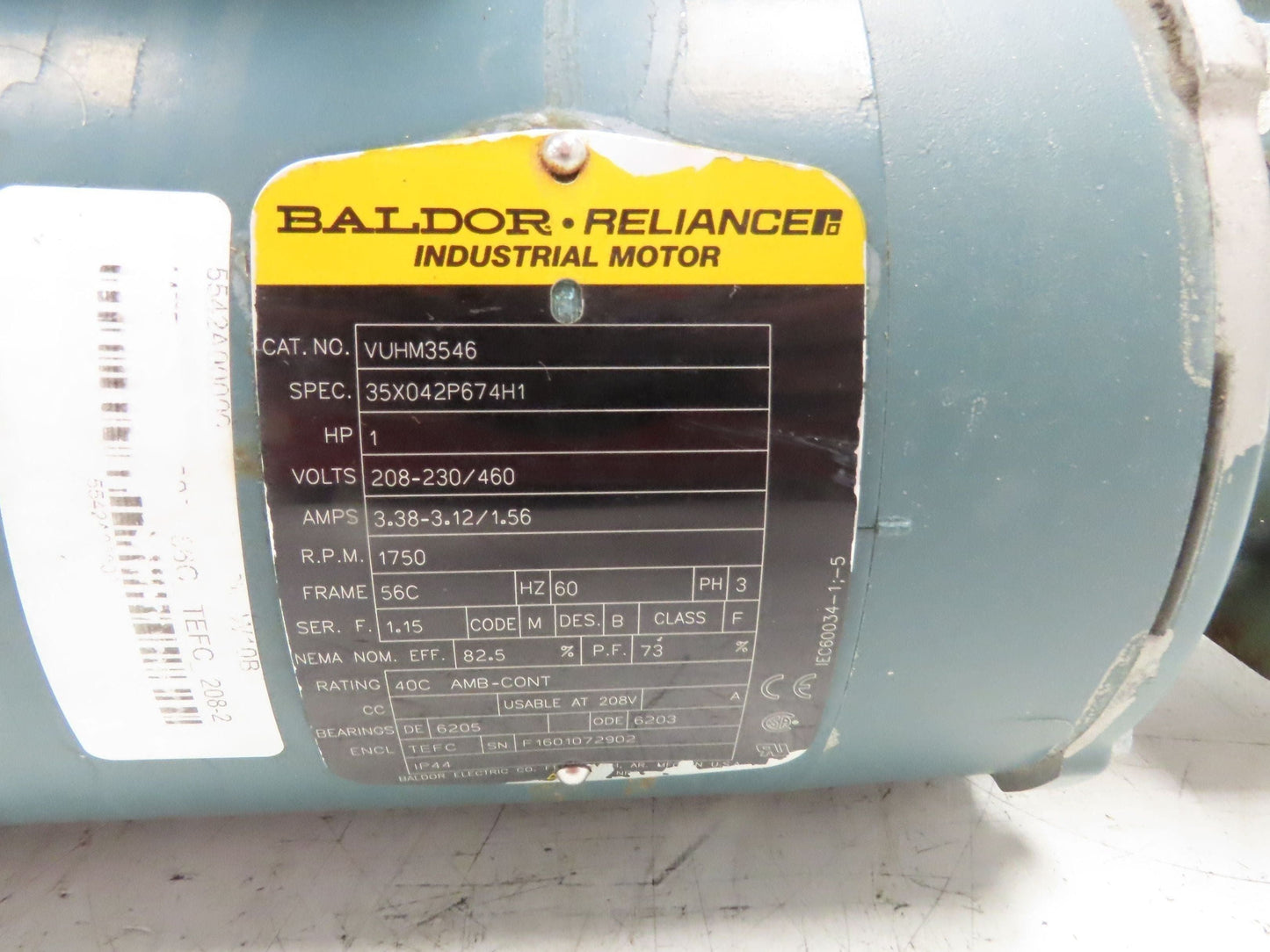 Baldor/Tigear 17Q10L56 Gear Motor 10:1 Reducer 175RPM 1HP 230/460V 3PH RH 56C