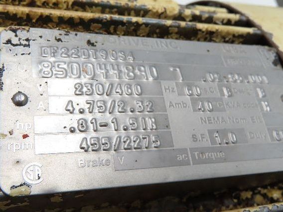 Sew Eurodrive S60D22DT90S4 Varimot 3PH Gearmotor 9.3-46rpm Variable Speed 48.8:1