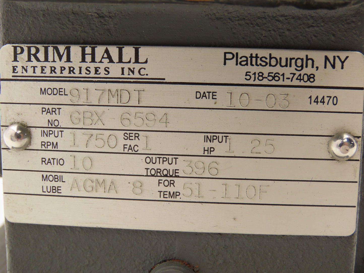 Winsmith Reliance 917MDT Gear Motor 10:1 Reducer 172 RPM 1/2Hp 230/460V 3PH 56C
