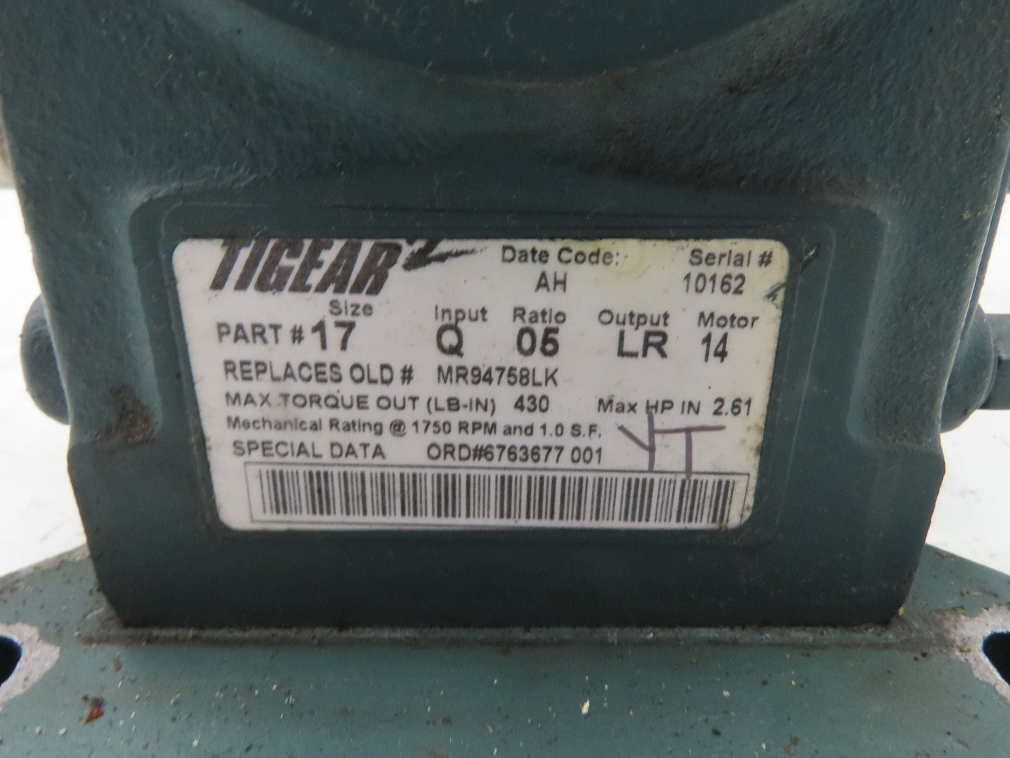 Dodge Reliance 17Q05LR14 Gear Motor 5:1 Reducer 345RPM 2Hp 230/460V Dual Shaft