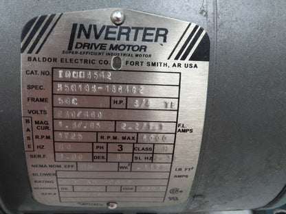 Dodge Baldor 17Q20R56 Gear Motor 20:1 Reducer 86 RPM 3/4Hp 230/460V 3PH RH 56C