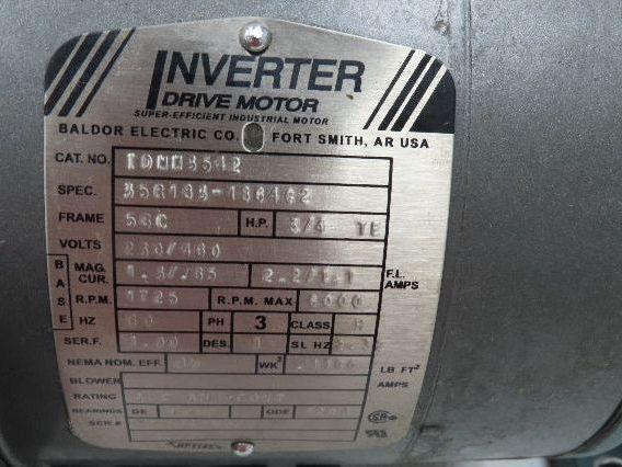 Dodge Baldor 17Q20R56 Gear Motor 20:1 Reducer 86 RPM 3/4Hp 230/460V 3PH RH 56C