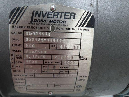 Dodge Baldor 17Q20R56 Gear Motor 20:1 Reducer 86 RPM 3/4Hp 230/460V 3PH RH 56C