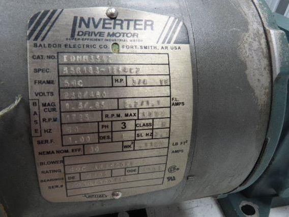 Dodge Baldor 17Q20R56 Gear Motor 20:1 Reducer 86 RPM 3/4Hp 230/460V 3PH RH 56C