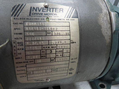 Dodge Baldor 17Q20R56 Gear Motor 20:1 Reducer 86 RPM 3/4Hp 230/460V 3PH RH 56C