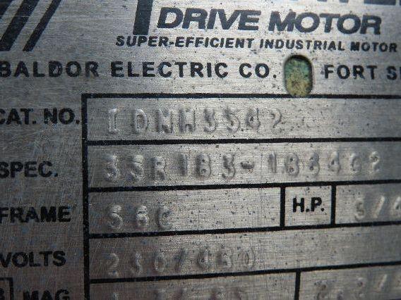 Dodge Baldor 17Q20R56 Gear Motor 20:1 Reducer 86 RPM 3/4Hp 230/460V 3PH RH 56C