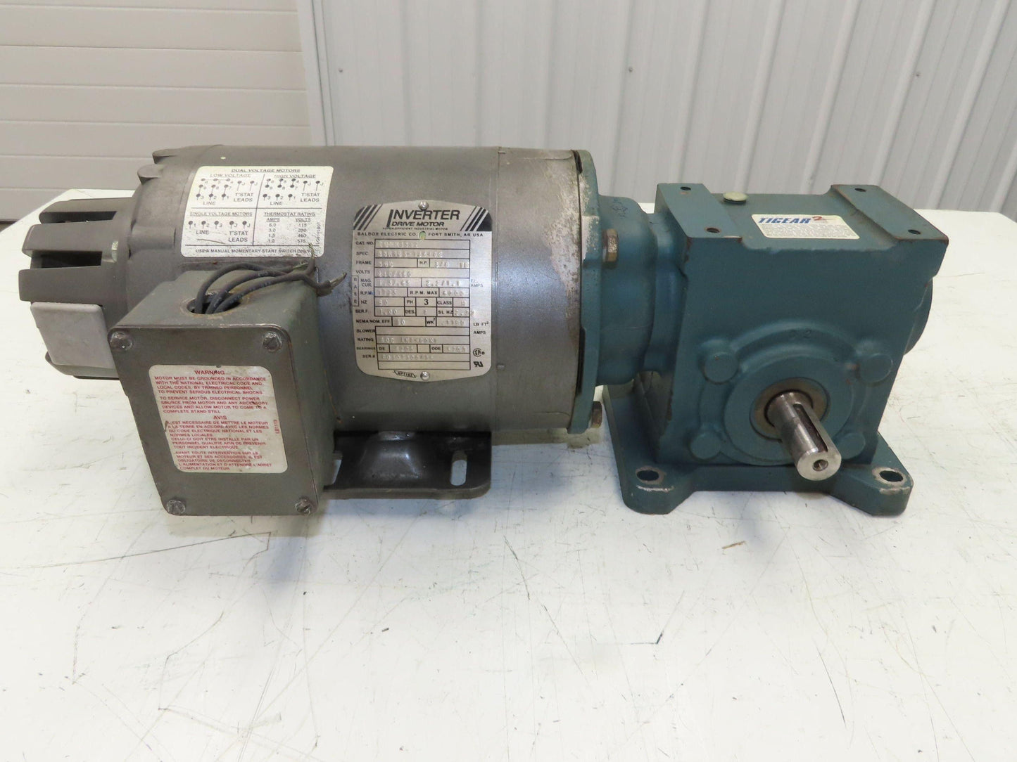 Dodge Baldor 17Q20R56 Gear Motor 20:1 Reducer 86 RPM 3/4Hp 230/460V 3PH RH 56C