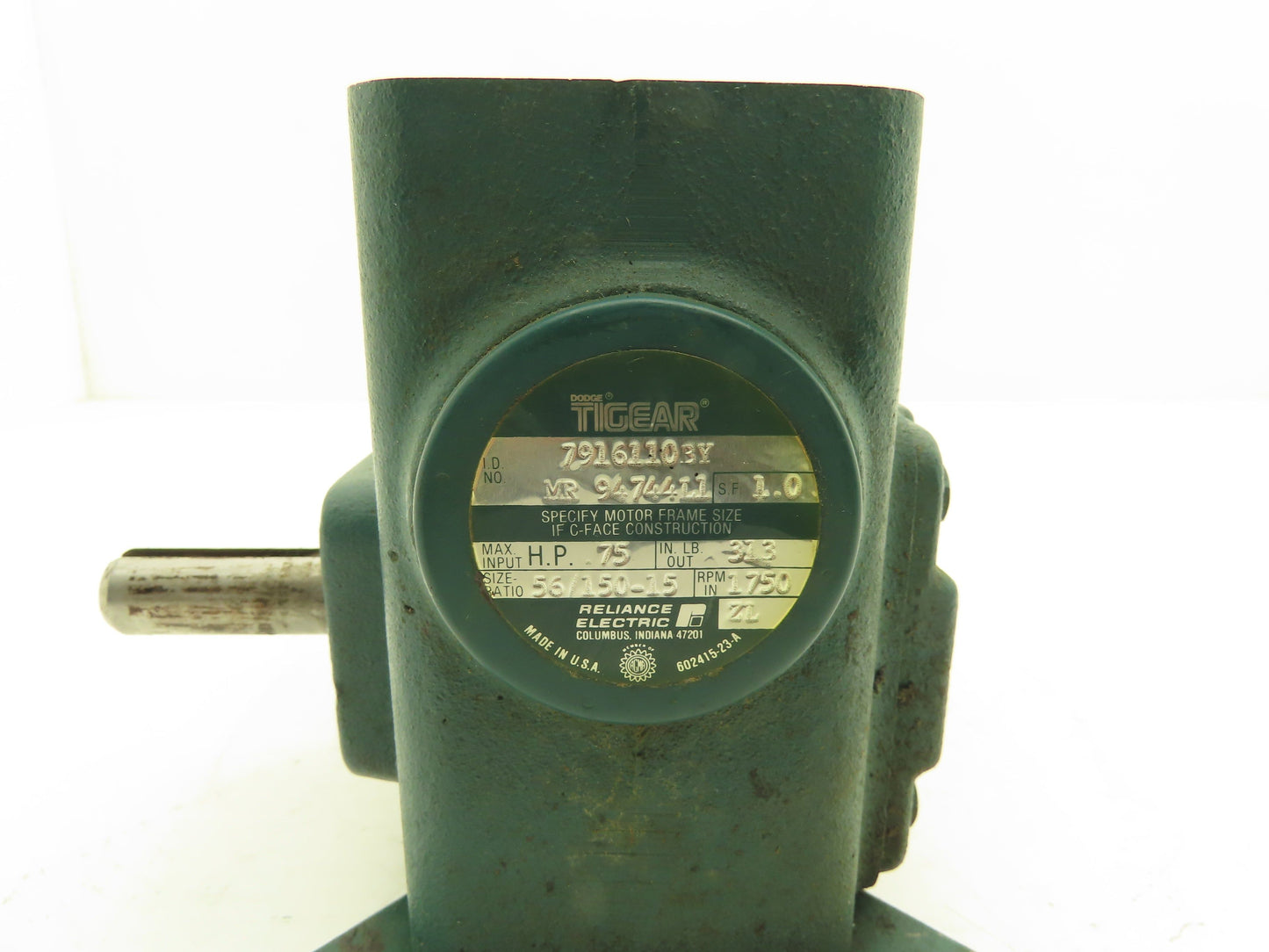 Dodge Tigear MR94744L1 Gearbox 15:1 Reducer 116 RPM .75HP RH 56C 313 in-lb