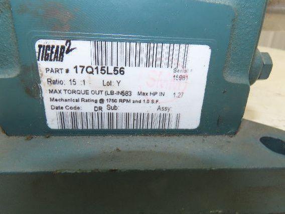 Dodge Baldor 17Q15R56 Gear Motor 15:1 Reducer 117 RPM 0.75Hp 230/460V 3PH LH 56C