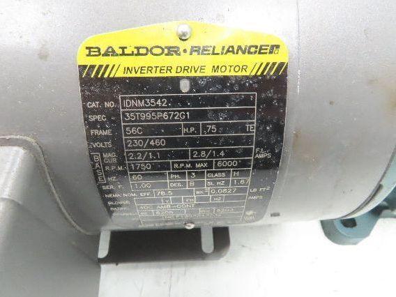 Dodge Baldor 17Q15R56 Gear Motor 15:1 Reducer 117 RPM 0.75Hp 230/460V 3PH LH 56C
