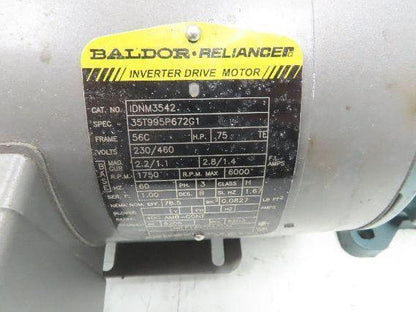 Dodge Baldor 17Q15R56 Gear Motor 15:1 Reducer 117 RPM 0.75Hp 230/460V 3PH LH 56C