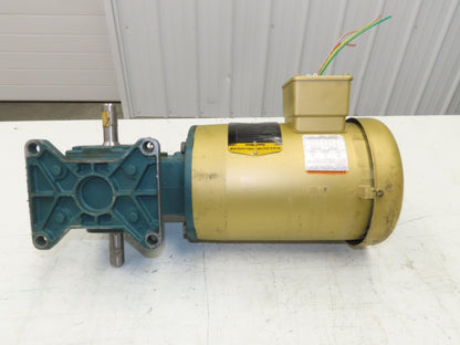 Dodge Baldor MR947431K 10:1 Gear Motor 176 RPM 1Hp 230/460V 3PH 56C Dual Shaft