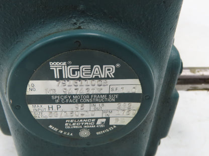 Dodge Baldor MR947431K 10:1 Gear Motor 176 RPM 1Hp 230/460V 3PH 56C Dual Shaft