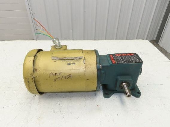 Dodge Baldor MR947431K 10:1 Gear Motor 176 RPM 1Hp 230/460V 3PH 56C Dual Shaft