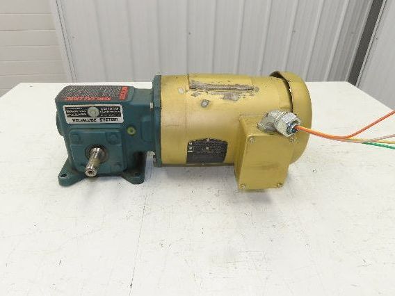 Dodge Baldor MR947431K 10:1 Gear Motor 176 RPM 1Hp 230/460V 3PH 56C Dual Shaft