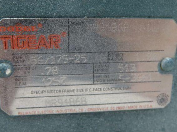 Dodge Baldor MR94868 Gear Motor 25:1 Reducer 69 RPM 3/4Hp 230/460V 3PH LH 56C