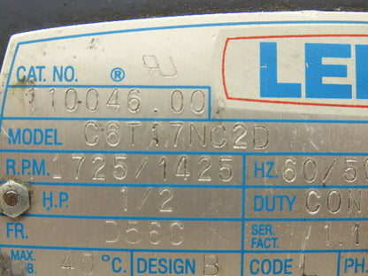 Leeson C6T17NC2D AC Motor 1/2HP 230/460VAC 3PH 56C TE 1725RPM