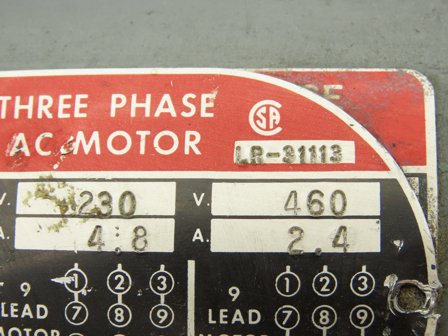 Dayton LR-31113 3N333A AC Motor 1.5HP 1740RPM 230/460V 145TC