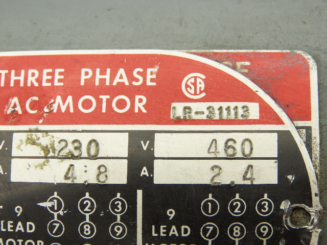 Dayton LR-31113 3N333A AC Motor 1.5HP 1740RPM 230/460V 145TC