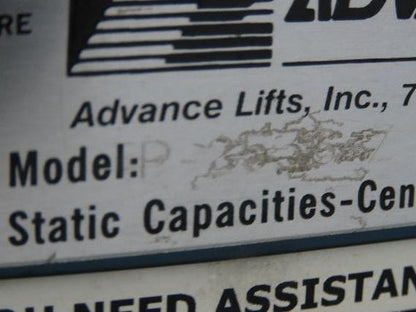 Advance Lifts P-2536-Z 2500lbs Hydraulic Scissor Lift 48x48" Top 480V 36" Travel