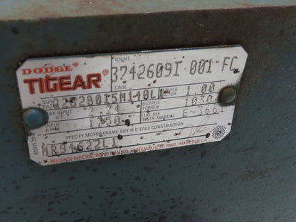 Dodge Reliance Q262B015M140L1 15:1 Gearmotor 116 RPM 1.5Hp 230/460V 3PH RH 145TC